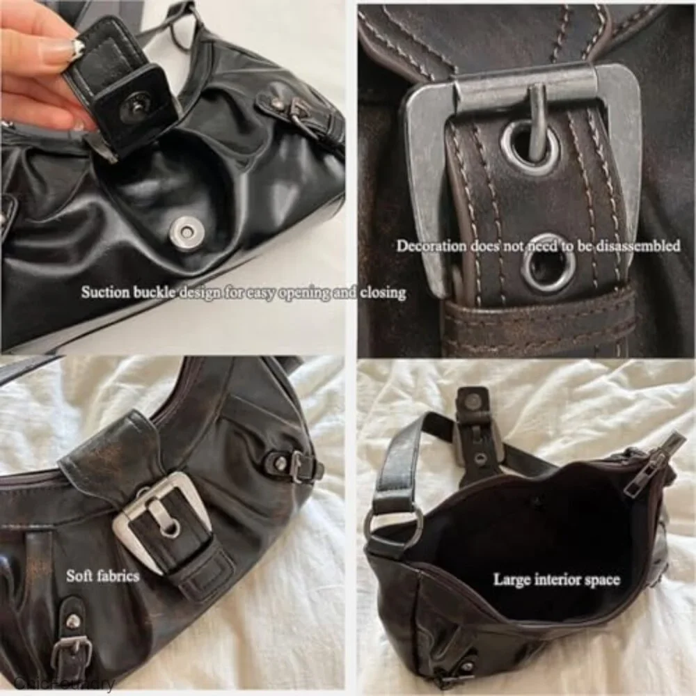 Small Hobo Shoulder Bag with Top Handle, Faux Leather, Zipper Closure